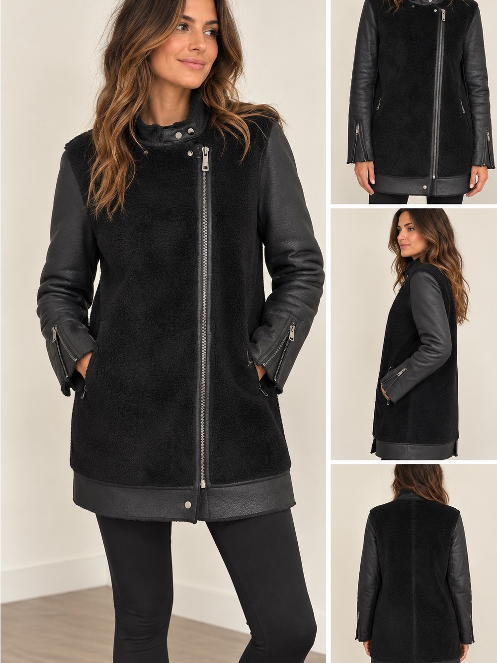 Zara Faux Shearling Moto Jacket